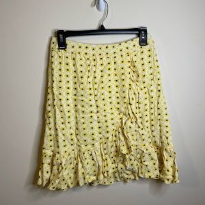 GANNI Maize Daisy Print Crepe Ruffle Skirt